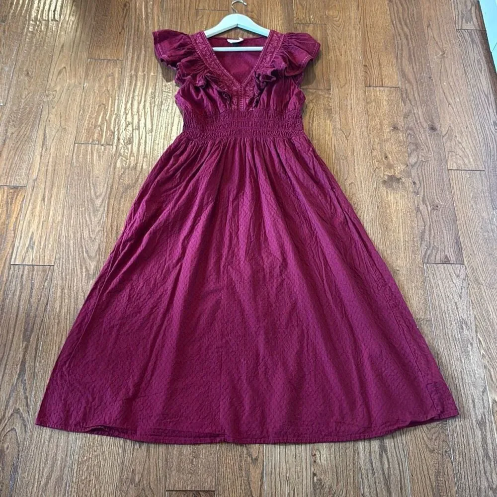 Universal Thread pink smocked ruffled midi dress size M - Picture 9 of 12